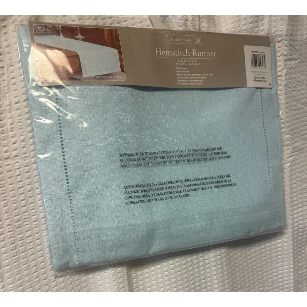 HOMETRENDS‎ Blue Classic Hemstitch 13x72 Table Runner Polyester Discontinued NEW